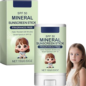 Mineral Sun Cream Stick SPF 50 Broad Spectrum UVA/UVB Protection - Water Resistant Fragrance Free, Non-Greasy Formula For Sensitive Skin, Kids Adults And Daily Outdoor Beach Travel Use