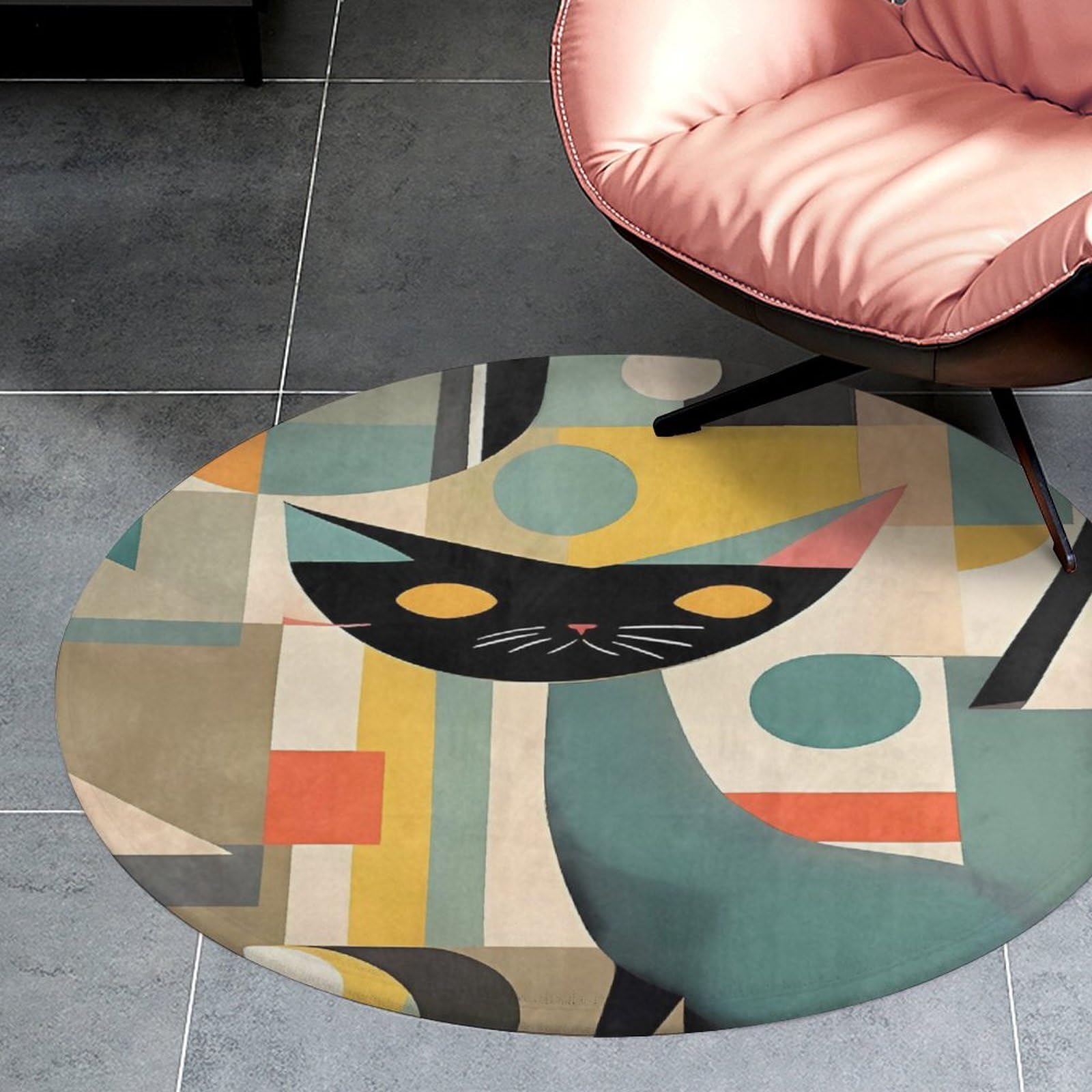 Tapis d'art moderne du milieu du siècle pour chambre et salon cosy