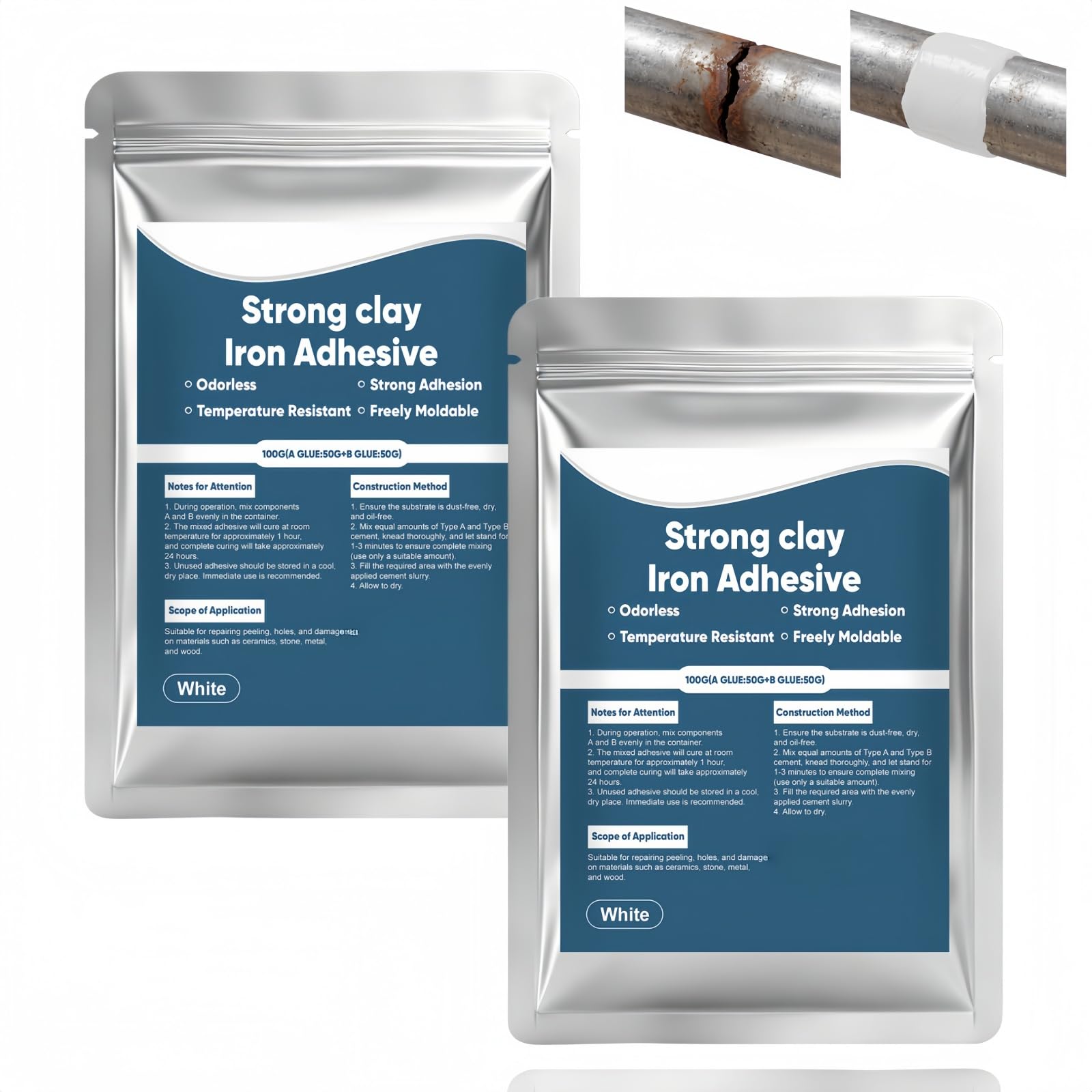 2PCS Steel Reinforced Epoxy Putty,High-Strength Multi-Purpose Repair Clay