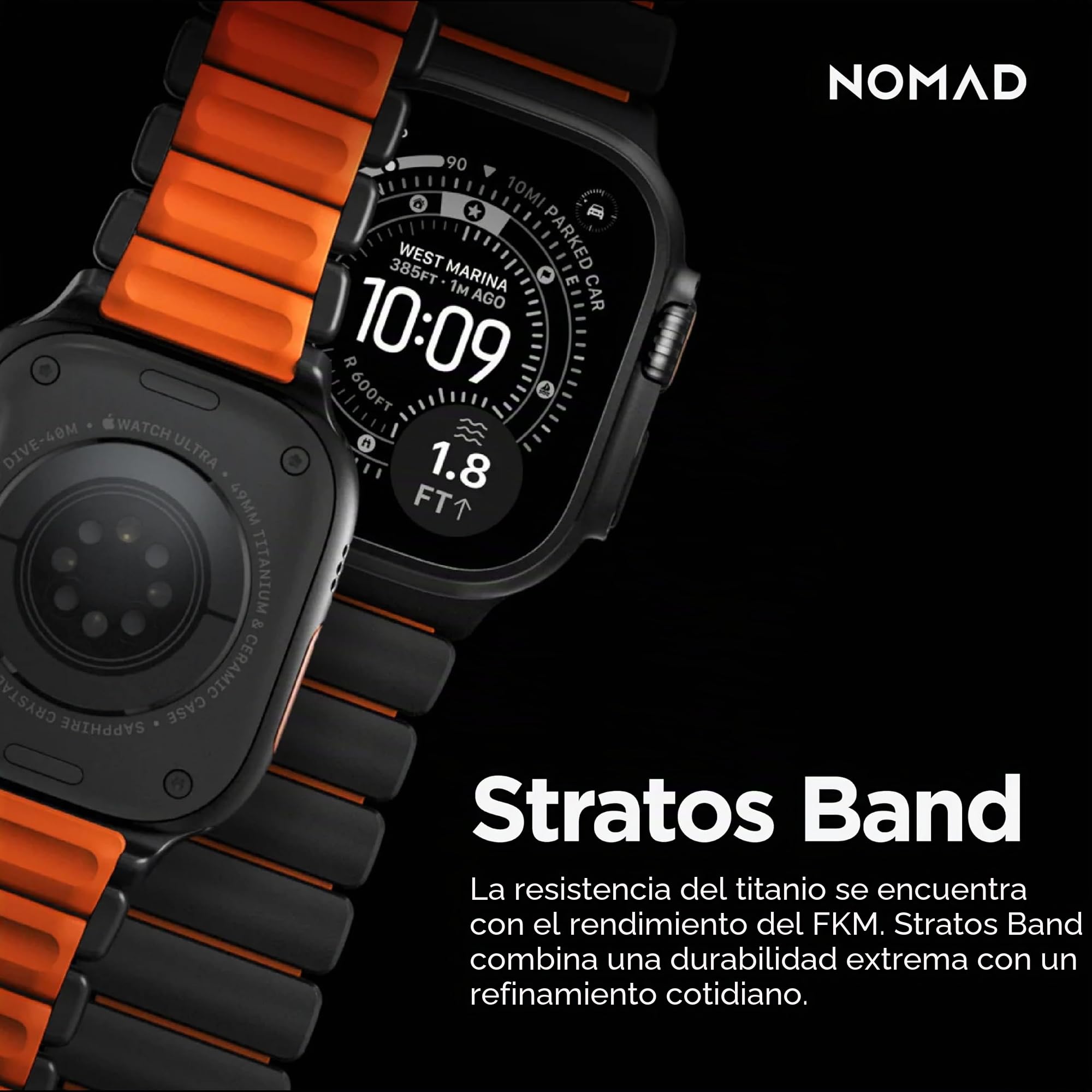 NOMAD Stratos Band I - Correa para Apple Watch 42/44/45/46/49 mm, diseño híbrido