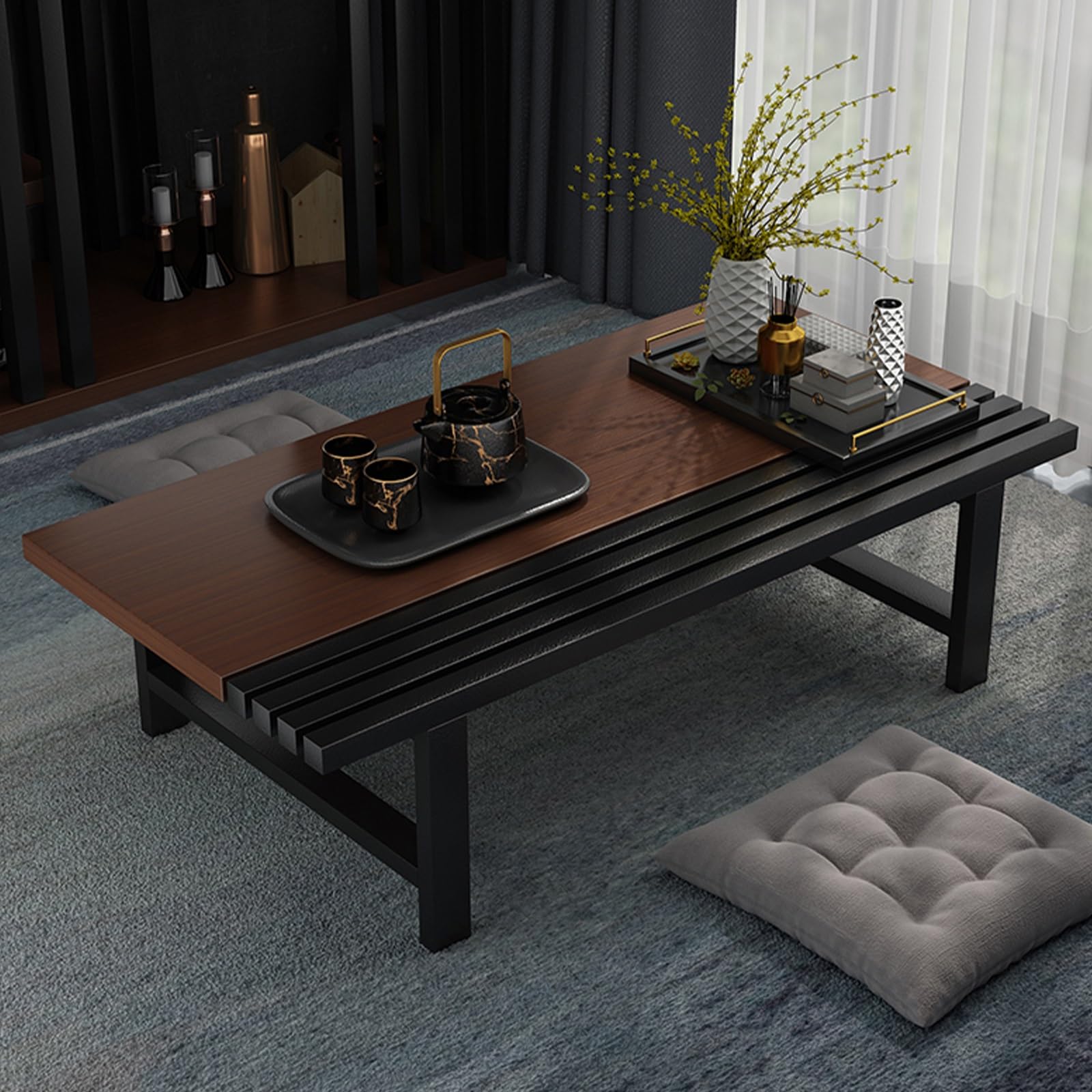 Mesa centro de madera rústica marrón de 80cm para salón