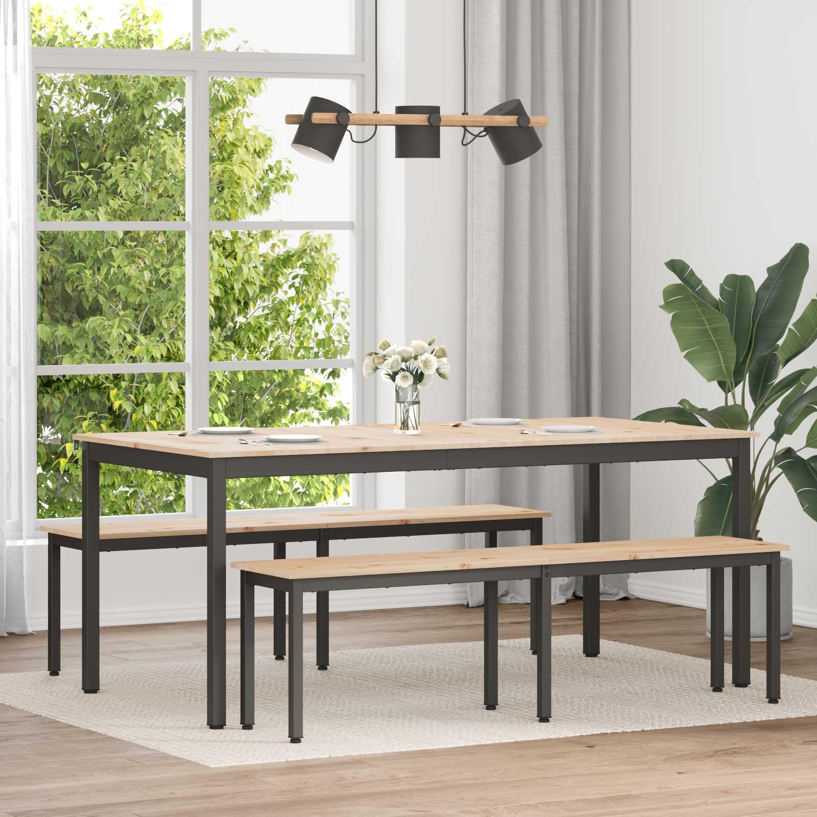 vidaXL Eettafel Naturel 180 x 90 x 75 cm Massief grenenhout