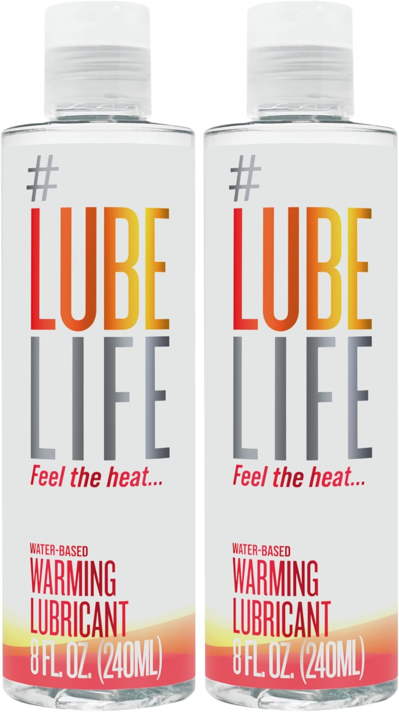 LubeLife Water-Based Warming Lubricant, Warm Invigorating Heating Sensation, Lube for Men, Women and Couples, 8 Fl Oz (Pack of 2)