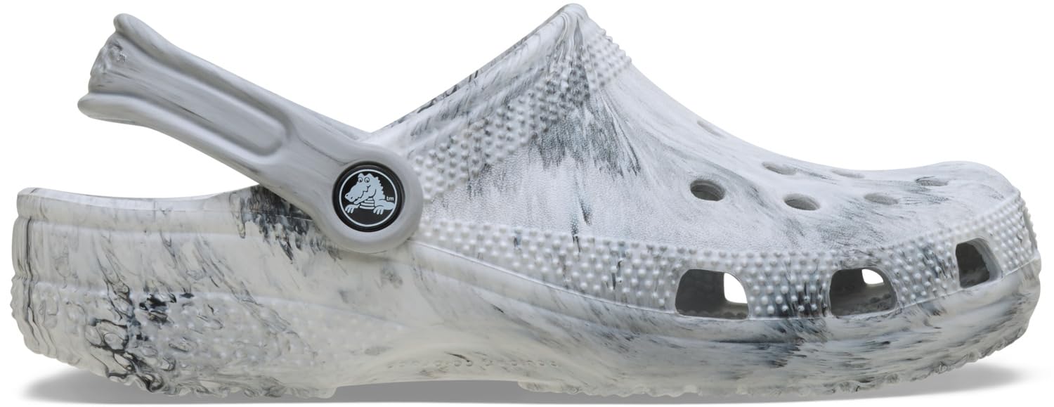 Crocs Unisex Kids Clog,Classic Watercolor Marbled Clog,Grey Swirl, 1 UK Child