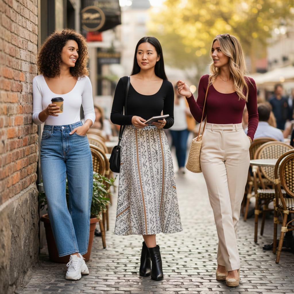 XFit Women's Scoop Neck Thong Bodysuit, Long Sleeve, Fitted Style, Stretchy Material for Going Out - Image 8