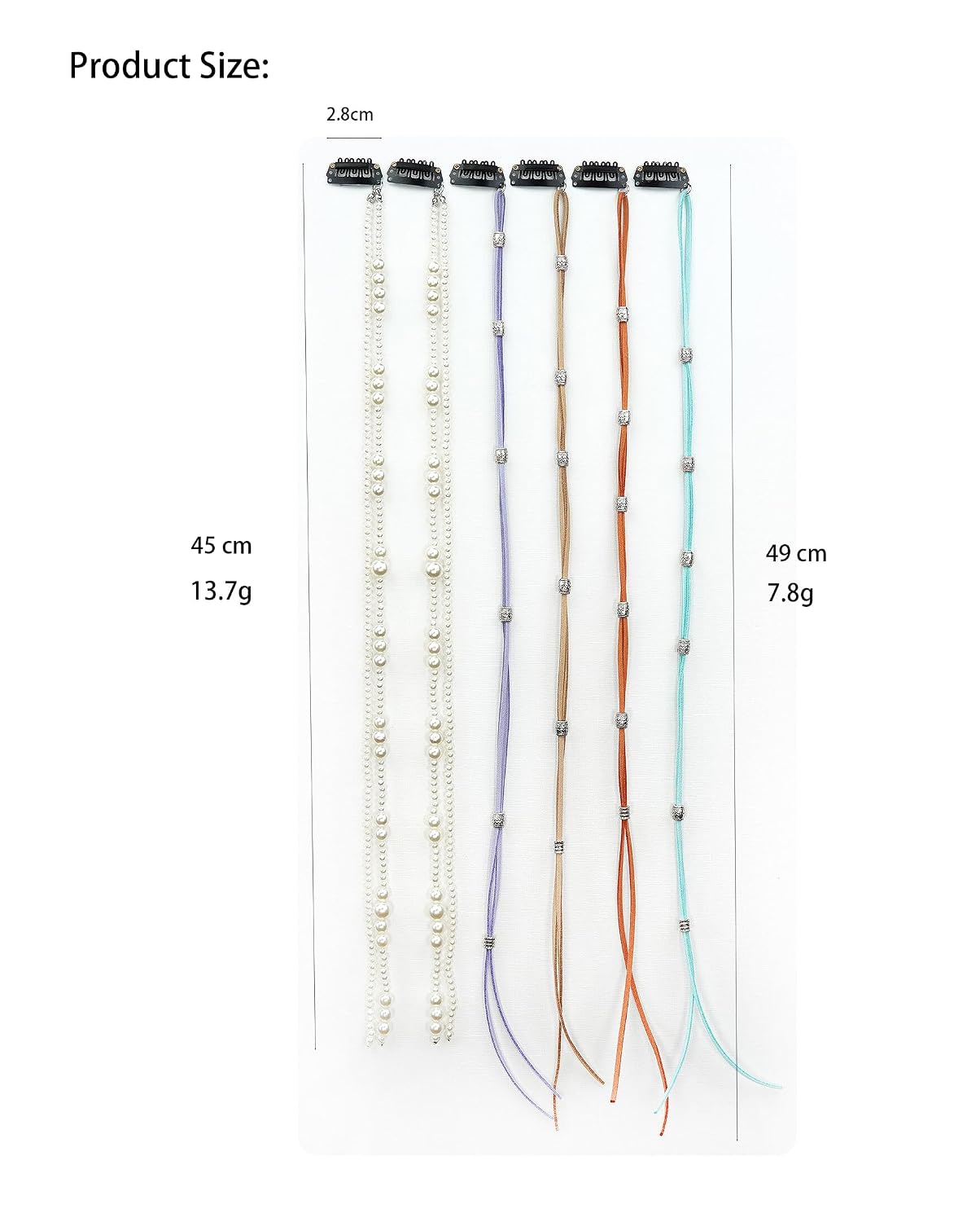 Imitation Pearl and Boho braided hair tie Long Hair Extension Hair Chain DIY Accessories image 2
