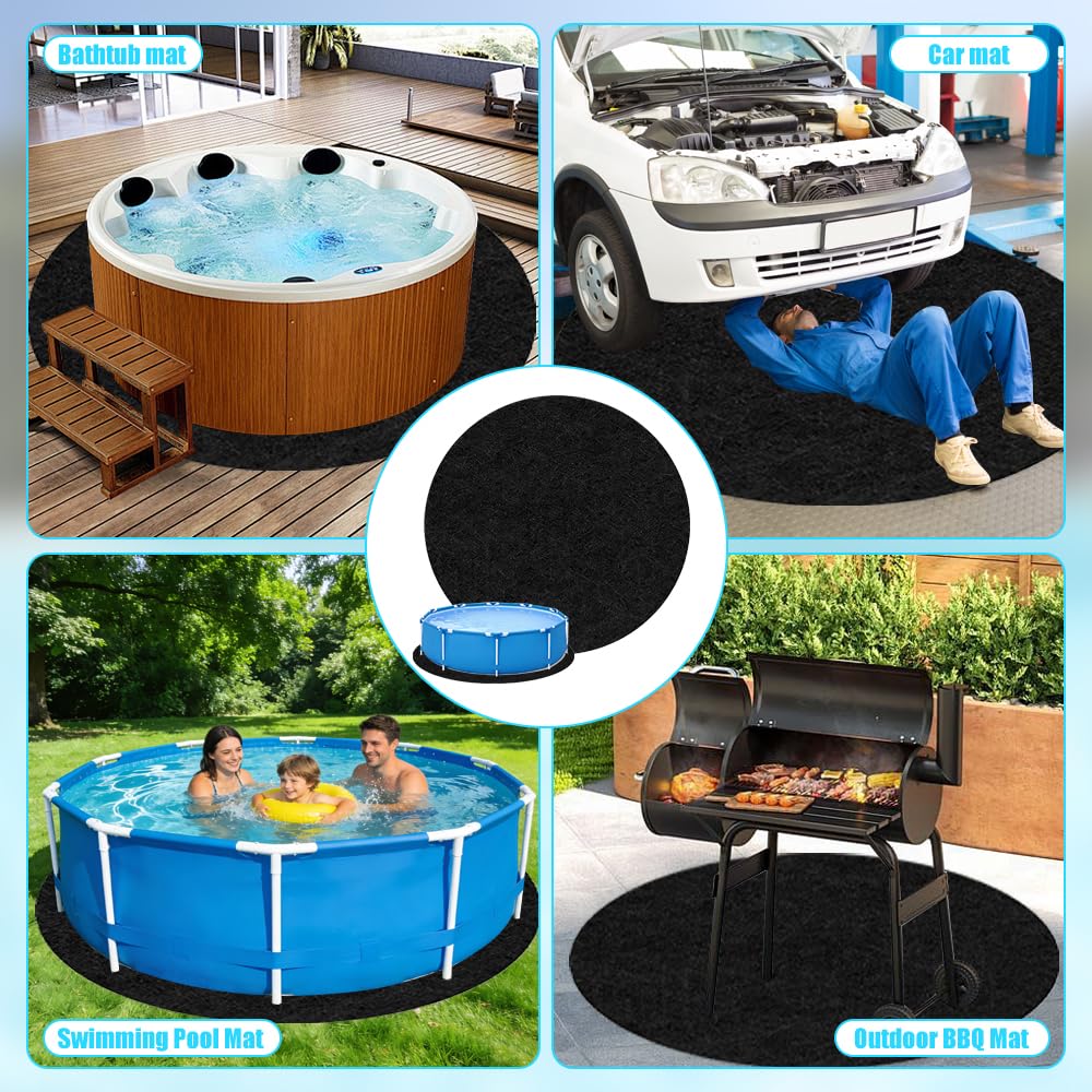 Tapis de Sol Piscine, 4 m Tapis sous Piscines Hors Sol Rond, Rembourrage sous Piscine, Tapis De Revêtement De Sol De Piscine, Antidérapant, Pliable, pour Baignoires et Piscines Hors Sol