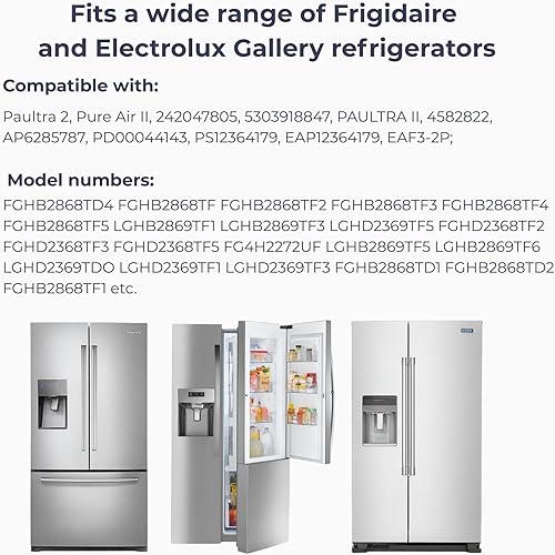 Miniatura 3 de Nispira Filtro de aire plisado para refrigerador, compatible con Paultra2 Ultra 2 Pure Air 2 Frigidaire y Electrolux Refrigeradores Parte