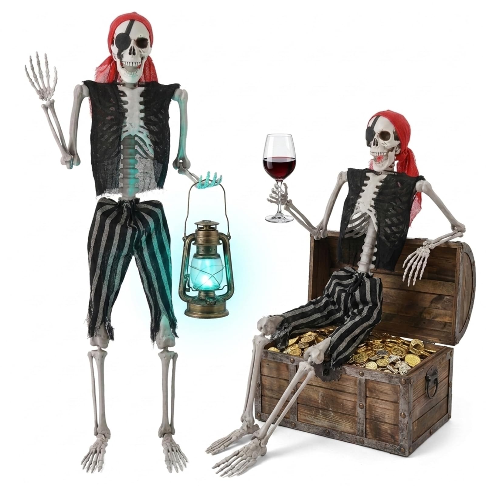 Makamsui Black Life Size Skeleton, 5.4Ft/165Cm Poseable Skeleton Full Body Human Bones With Movable Joints For Indoor/Outdoor Halloween Props Decorations (Black)