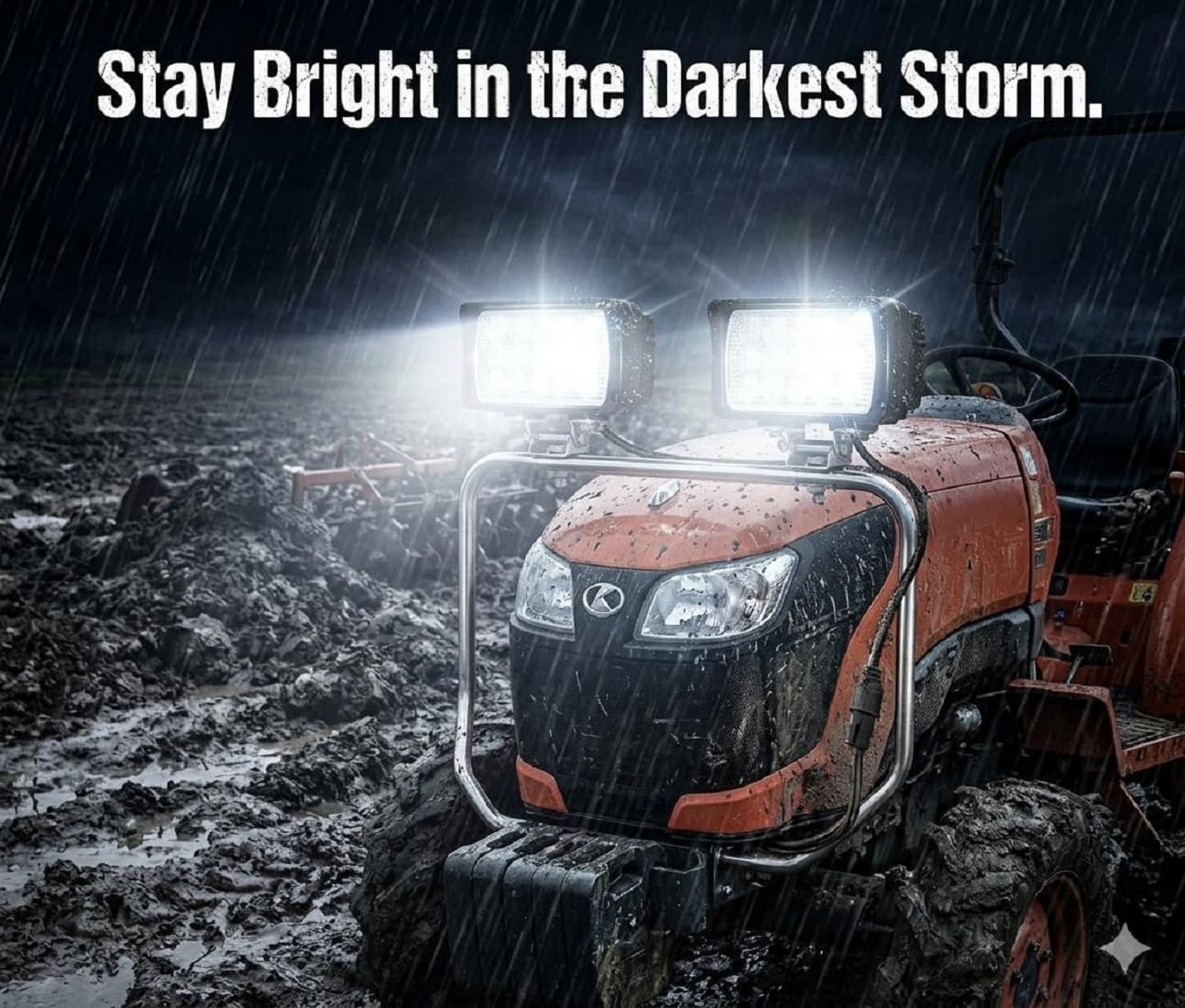 2PACK 6.3IN 45W Led Work Lights 12v/24v 4500LM 6500K Rectangular Foglights,Waterproof Offroad Flood Led Light Bar for Tractor,Truck,Combine,Heavy Equipment,with DT Connector