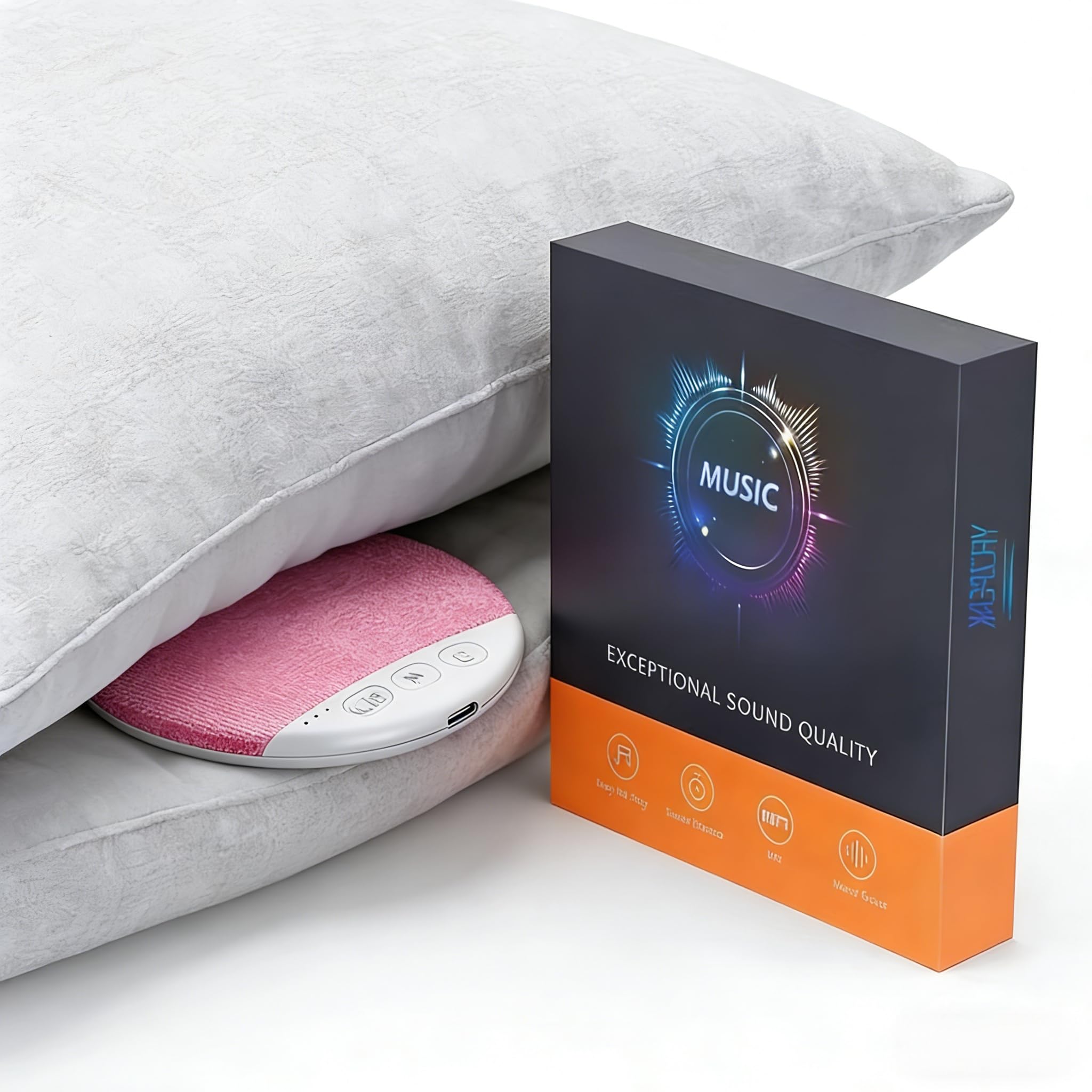 2026 New Bluetooth Pillow Speaker for Sleeping, Under Pillow Speaker with Sleep Timer & White Noise, Thin Speaker for Bed, Hi-Fi Sound, 48H Battery, Type-C, Private Listening for Adults & Kids — view 8