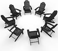 Vista 18 de MXIMU Silla Adirondack plegable para exteriores: fácil de montar y cómodas sillas Adirondack, juego de 2 sillas de plástico compuesto para todo tipo