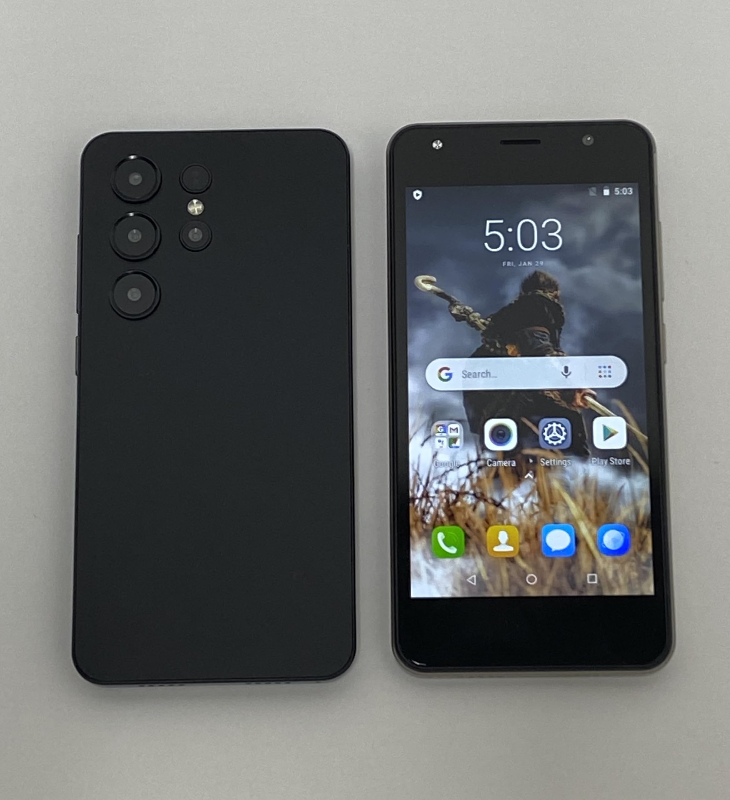 Telefono 4GLTE, doppia SIM + scheda TF, schermo da 5.0 pollici, doppia fotocamera, 2GRAM + 16GROM, estensione TF da 128GB, telefono senza contratto, per utenti principianti (T27black)