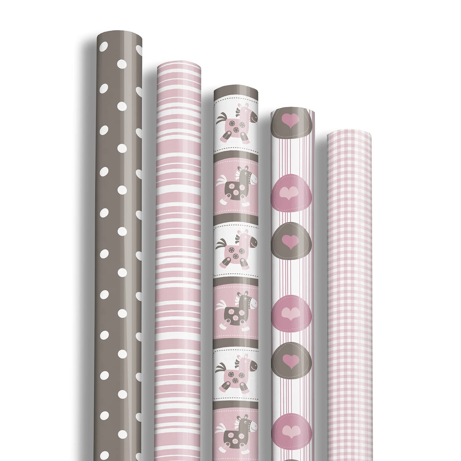 Clairefontaine 201501AMZC - Caja con 12 rollos de papel de regalo Excellia 2 m x 0 m 70 80 g, diseños variados, color rosa
