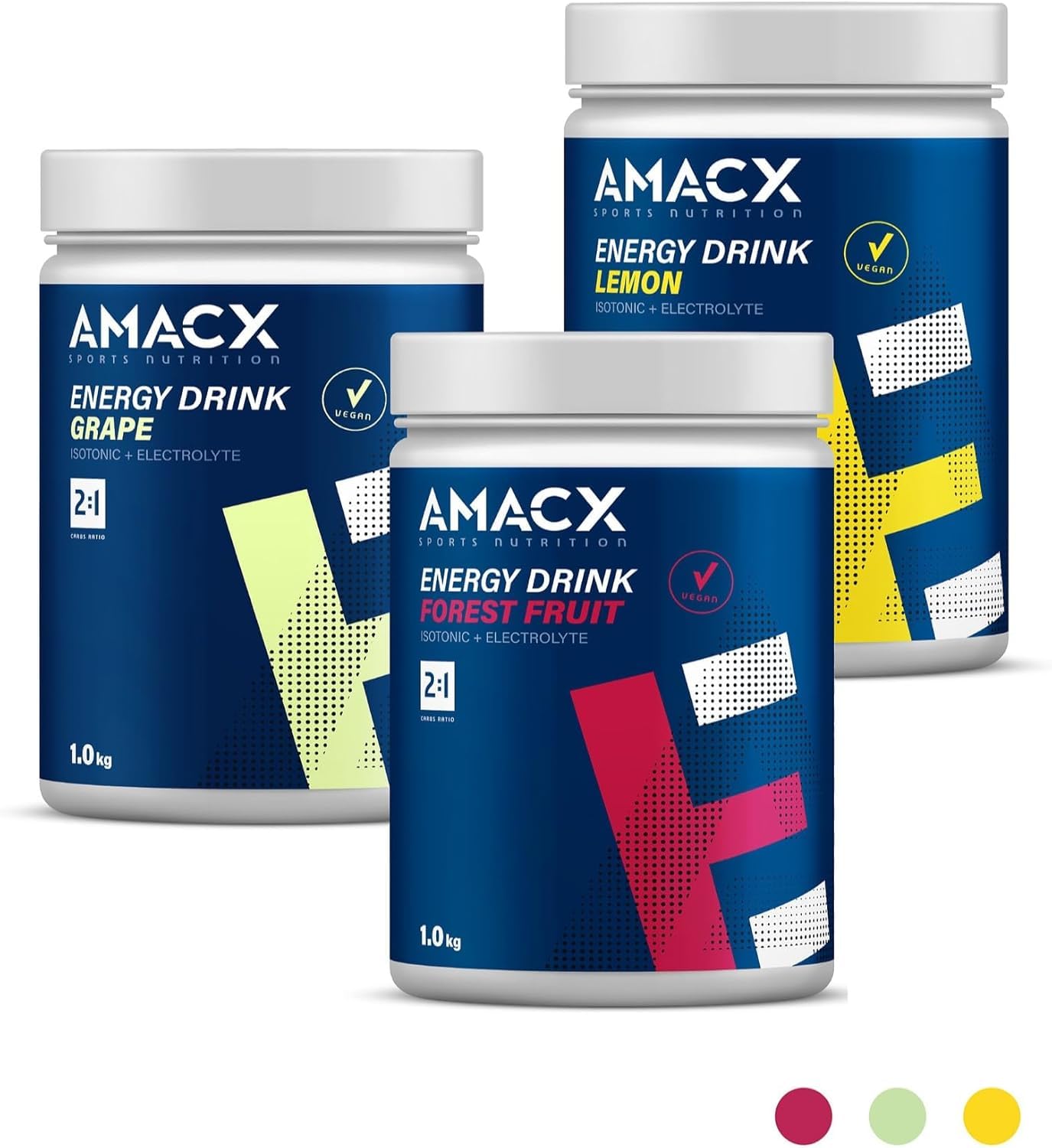 AMACX Energy Drink Pulver für Ausdauersportler, Isotonisches Sport Getränkepulver + Electrolytes – 1kg – Elektrolyte, Glukose und Fruktose, Iso Drink ohne künstliche Zusatzstoffe – Zitrone