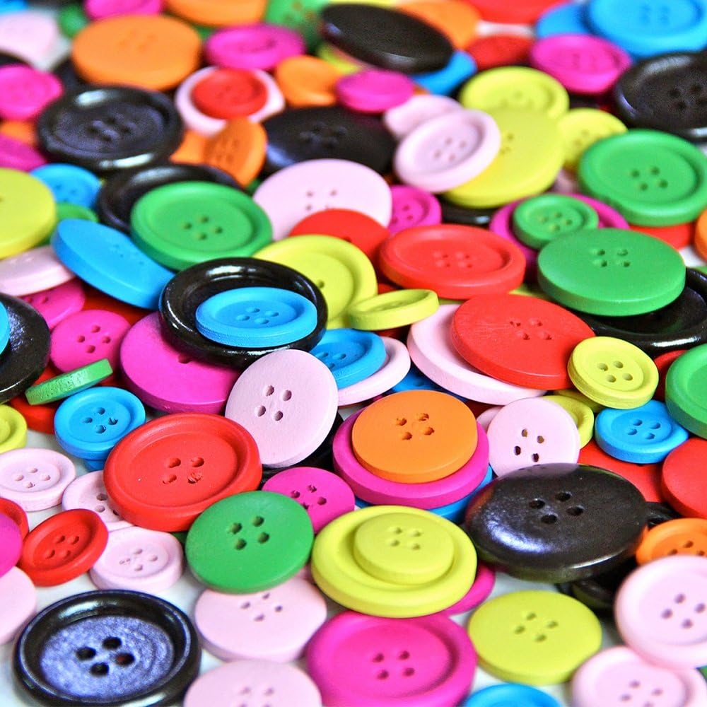 Pack of 40g Over 50pcs PAC Round Shaped Buttons in Multi Color and Multi Size