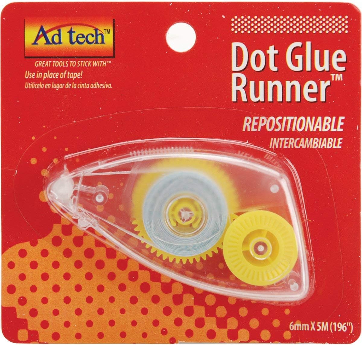 Ad Tech 1/4 Inch x196 Inch Glue Dot Runner - 1PK/Repositional