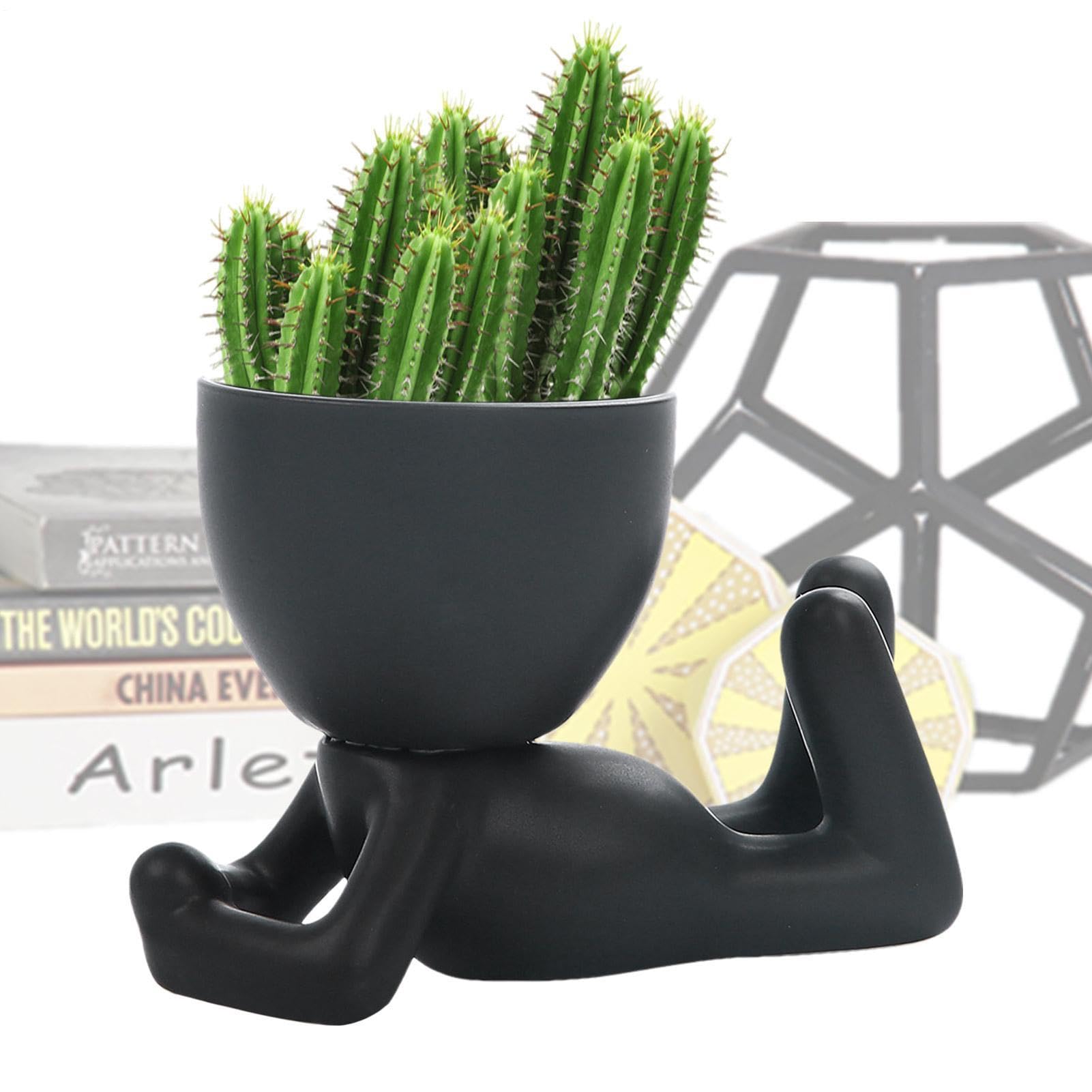 Jardinière de tête pot de visage en céramique blanche avec drainage pour plante grasse