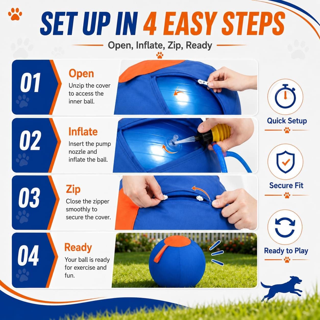 Navea Pelota de pastoreo para perros, pelota gigante para Border Collies, bola de pastoreo extra grande duradera para ejercicio al aire libre y estimulación mental (B, 65 cm)