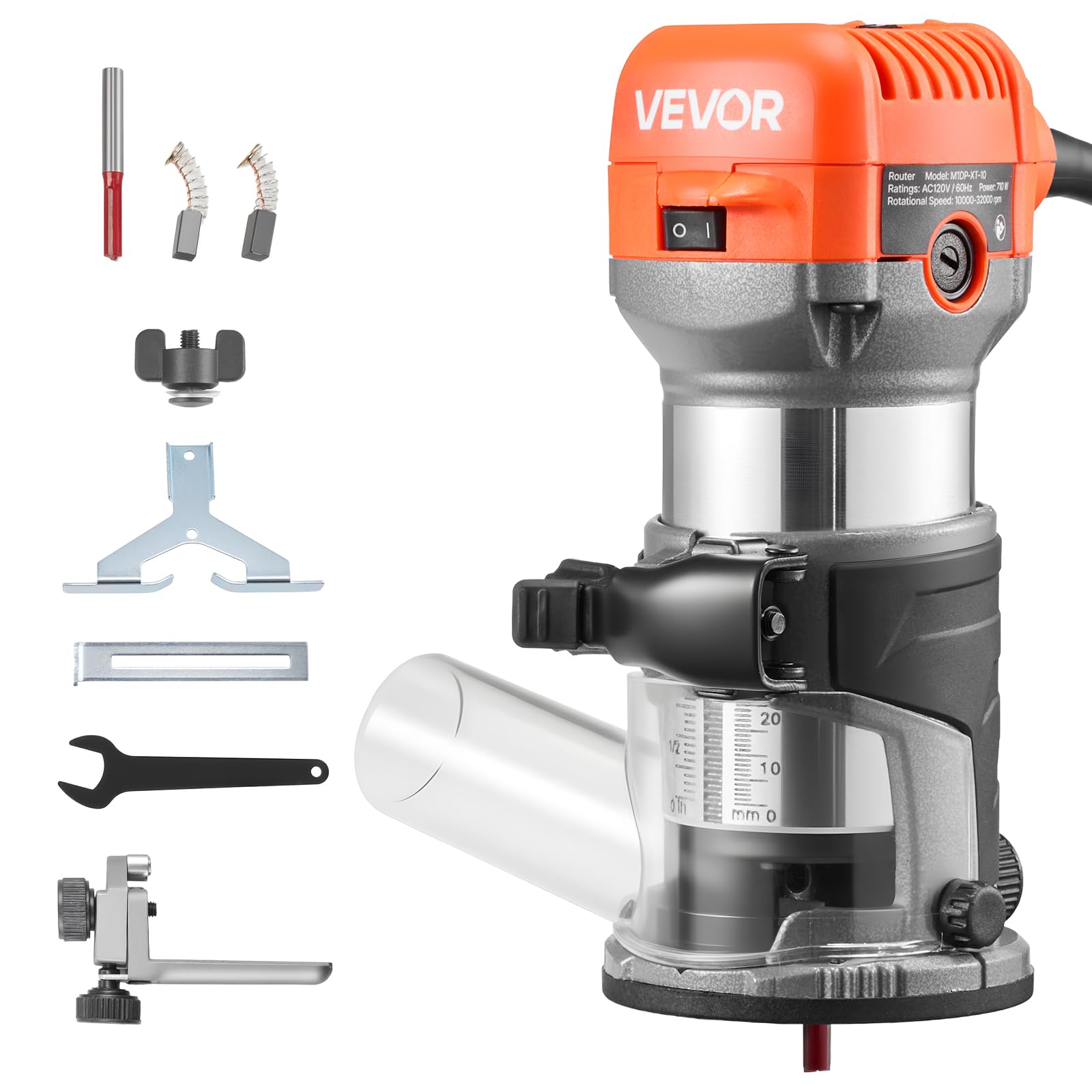 VEVOR Affleureuse 710W, défonceuse compacte, 6 vitesses variables, filaire