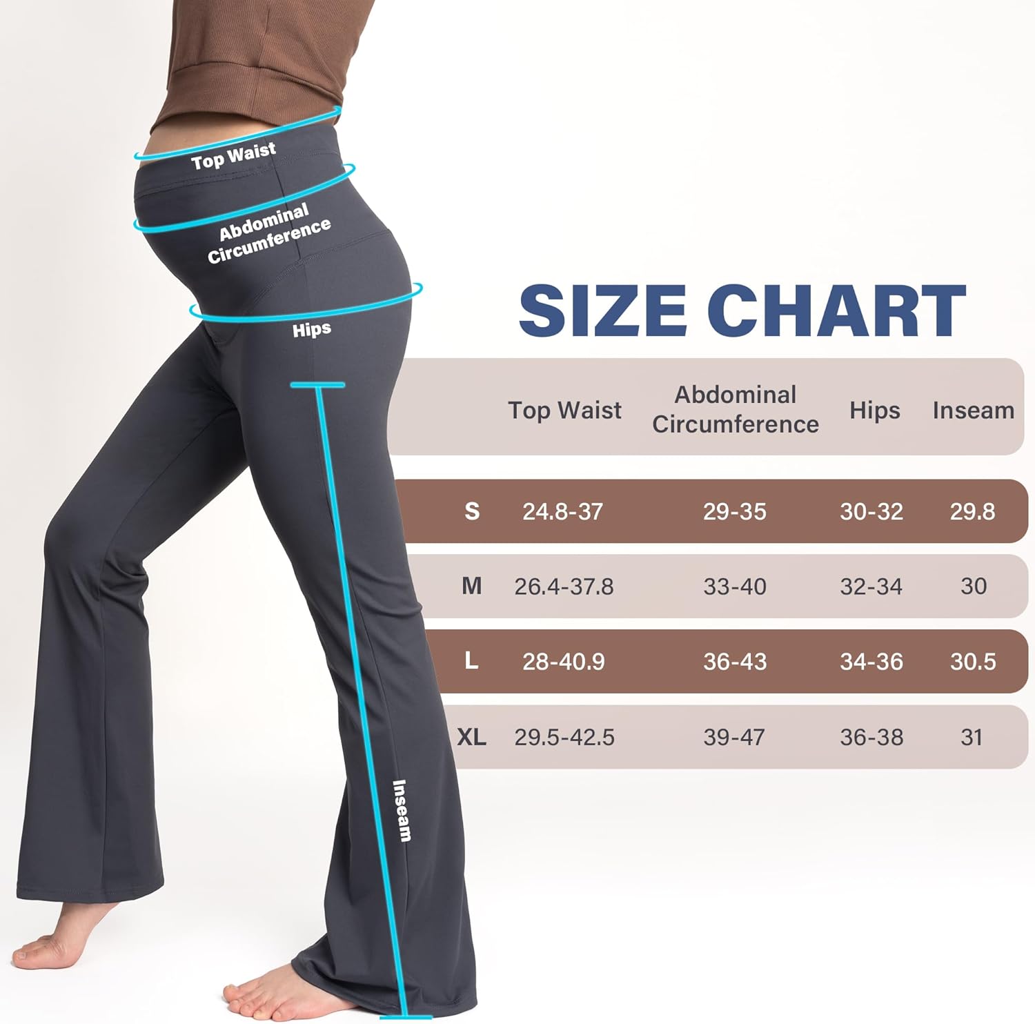 Maternity Yoga Pants Flare Pregnancy Pants for Women Over The Belly - Pregnant Yoga Pants for Work Casual Maternity Leggings Black - Image 7
