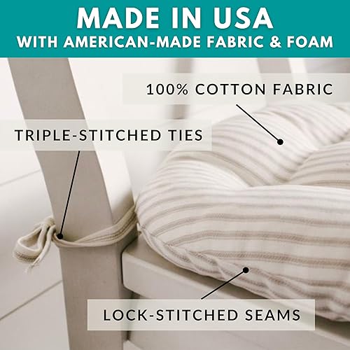 Miniatura 4 de Barnett Home Decor - Cojín para silla de comedor con cintas, relleno de espuma de látex, 100% algodón, fabricado en Estados Unidos, lavable a