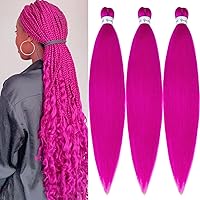 Vista 27 de Cabello trenzado preestirado degradado, negro, morado, azul, preestirado, 26 pulgadas, paquete de 3 extensiones de cabello de ganchillo