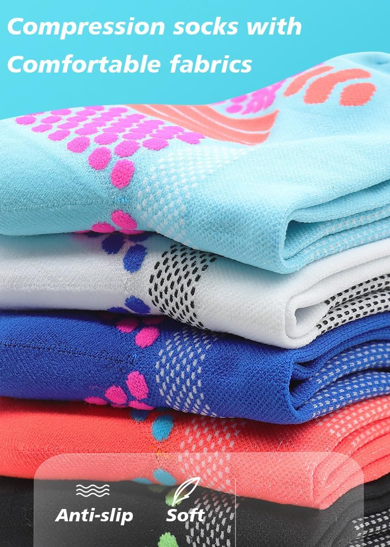 Anti Slip Soccer Socks Non-Skid Long Compression Knee Socks for Men Women Colorful Socks Football Sports Grip Socks