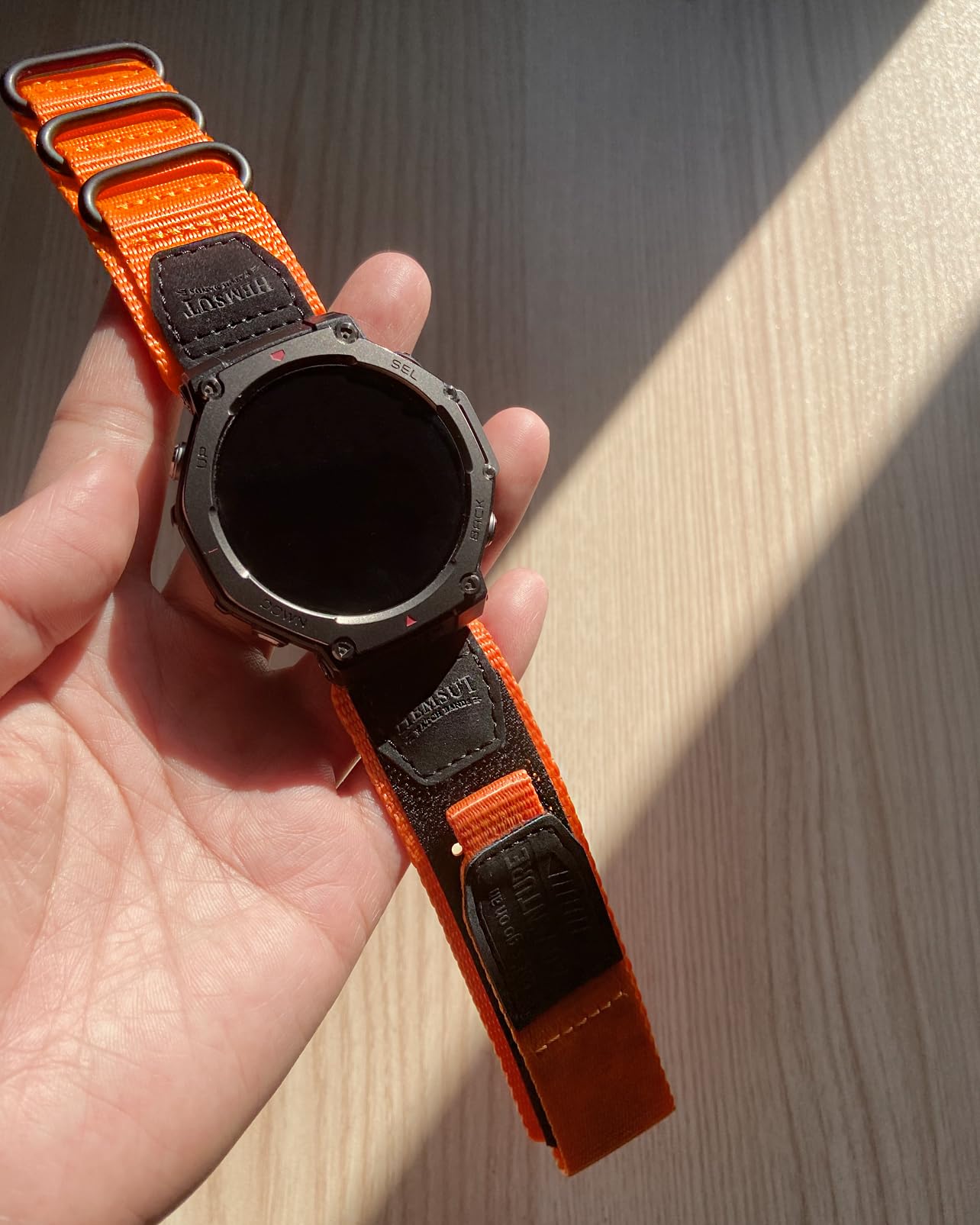 SMITHA Bracelet de montre compatible avec Amazfit Trex 3 / Trex 3 Pro 48 mm - Bracelet de montre en nylon durable avec patch en cuir, 3 boucles réglables en 5 couleurs