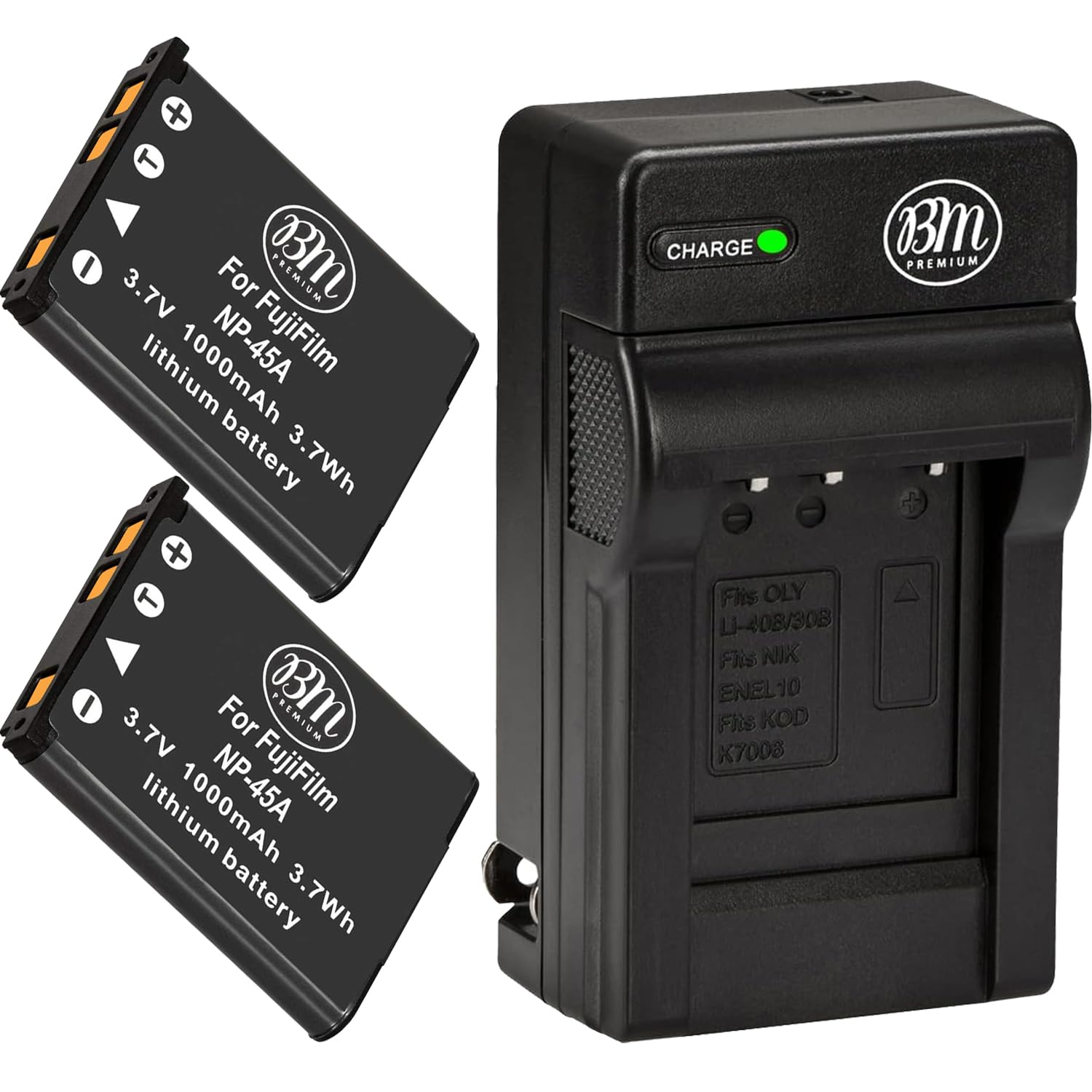 BM Premium 2-Pack of NP-45 Batteries and Charger for Fujifilm FinePix XP20 XP22 XP30 XP50 XP60 XP70 XP80 XP90 T350 T360 T400 T500 T510 T550 T560 JX500 JX520 JX550 JX580 JX590 JX700 JX710 JZ700 Cameras