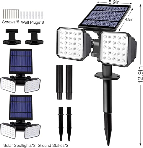 Miniatura 7 de KASONIC - Paquete de 2 luces solares para exteriores, luces solares RGBW que cambian de color, impermeables, luces solares para exteriores, luces de
