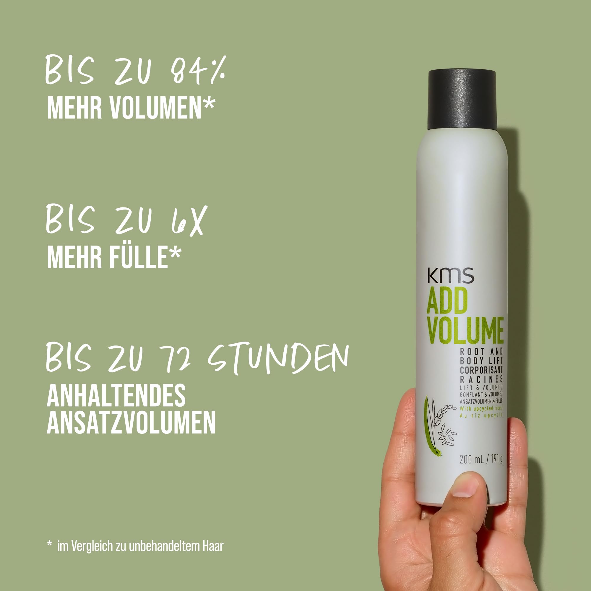 KMS AddVolume Root & Body Lift, for Fine Hair Adds Volume & Lift, Heat Protection up to 230°C, Vegan & PETA Approved, 200ml - Image 3