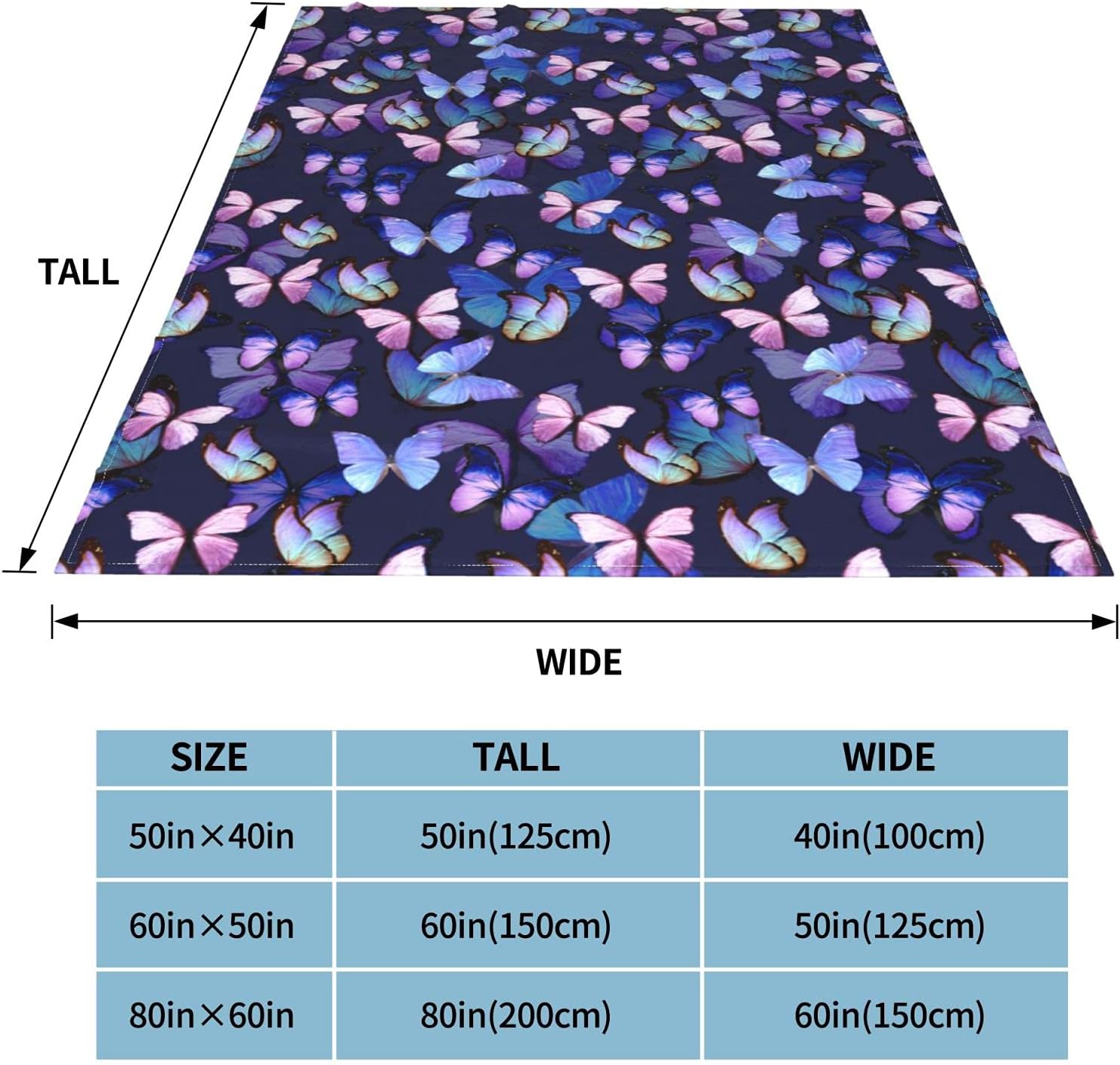 Butterfly Throw Blanket Cozy Flannel Fleece Blanket Air Conditioning Blanket for Living Rooms Sofa 50"x40" - Image 5