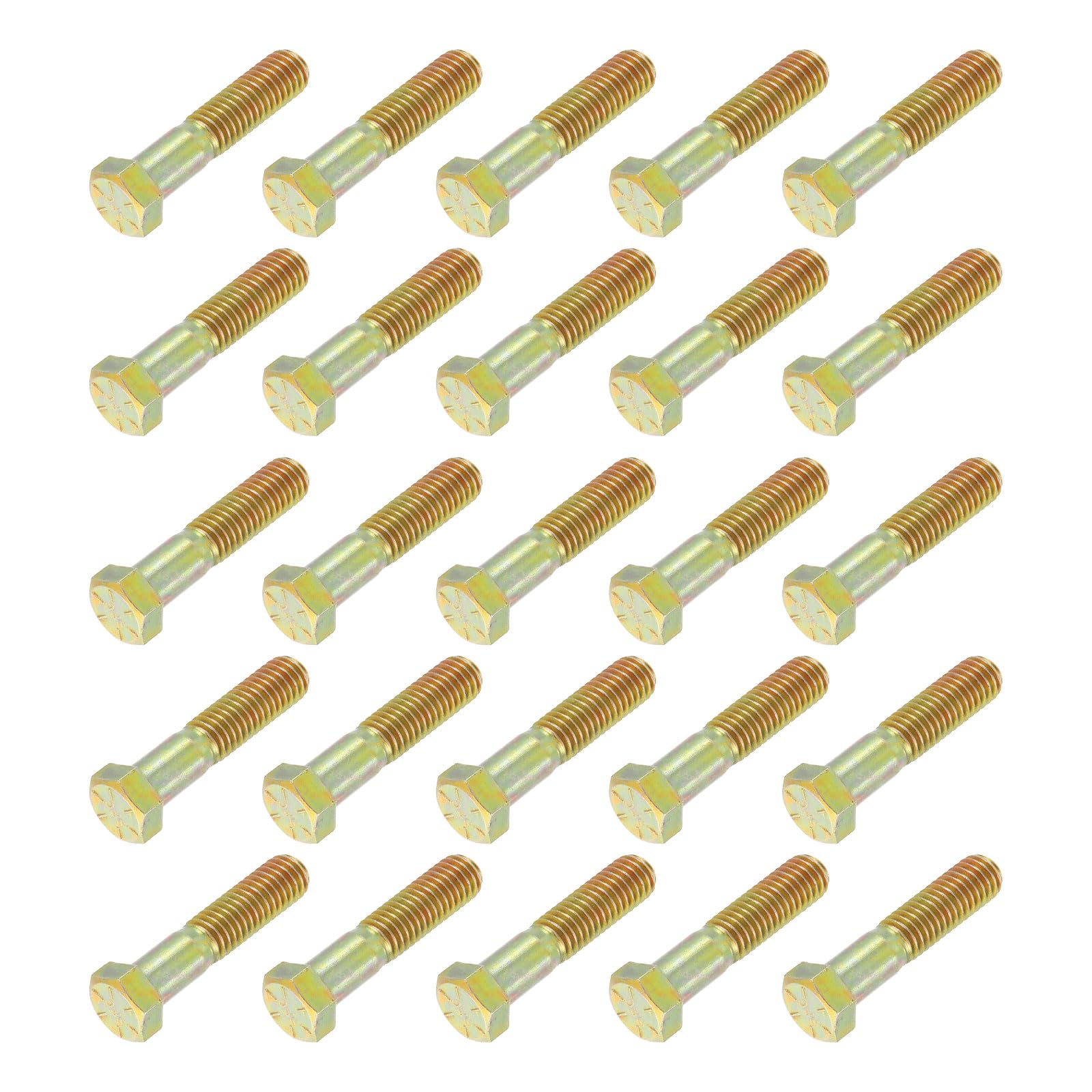 METALLIXITY Hex Bolts (7/16-14 x 2") 25Pcs, 8 Grade Carbon Steel Zinc Plated, UNC Coarse Thread, External Hex Drive