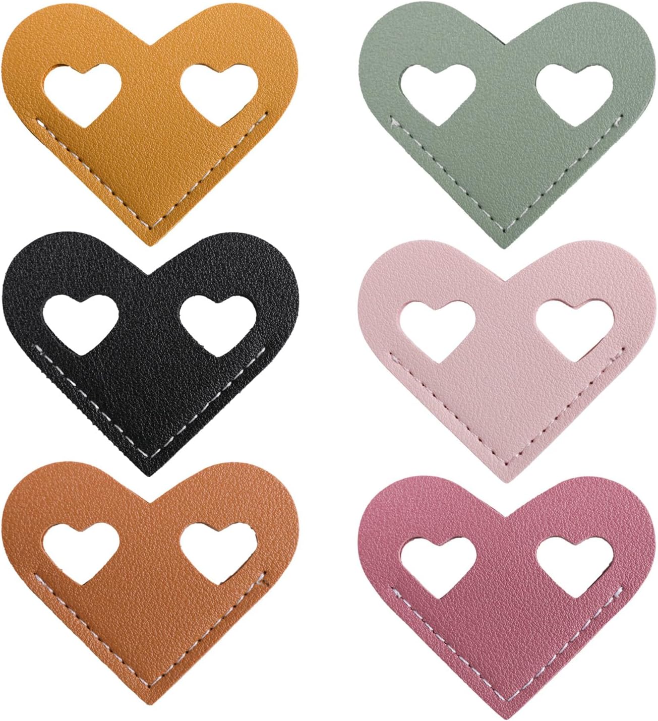 6 Pcs Warm Color Heart Bookmarks – Cute Leather Bookmarks For Books, Gifts For Readers - View #3