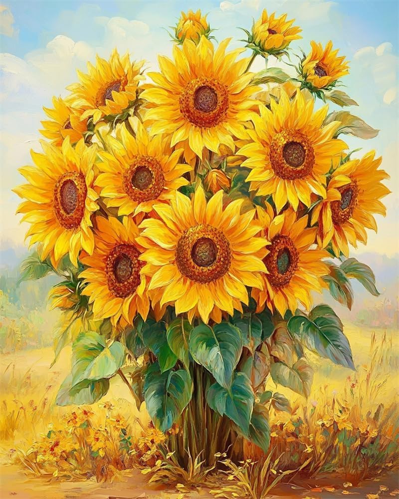 NAHUIGOOD Cross Stitch Kits for Adults, Stamped Cross Stitch Kits for Beginners, Needlepoint Cross-Stitch Patterns Embroidery Kits Arts and Crafts for Home Decor Sunflower11Ct50X70Cm