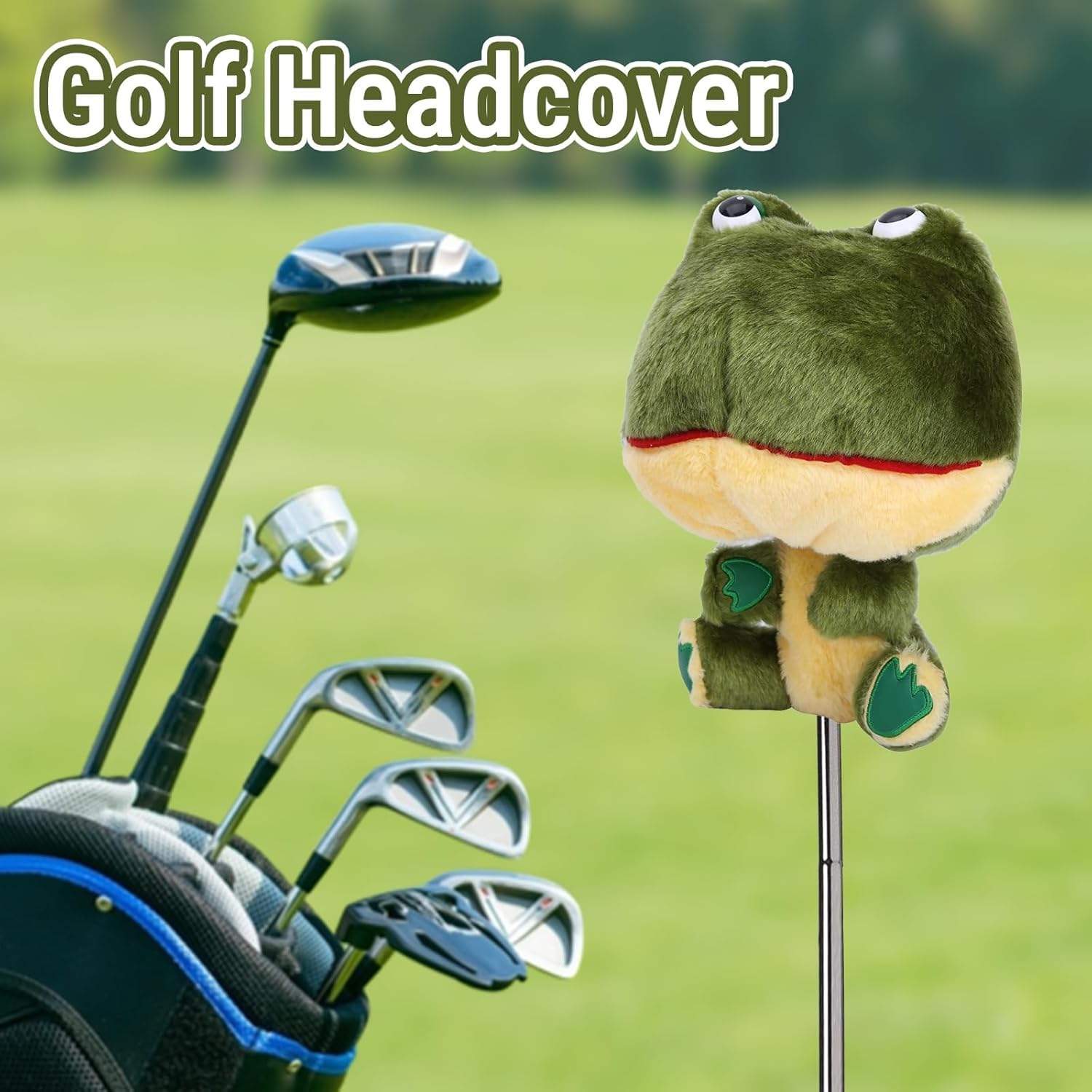 Golf Headcover, 1 Stück Plüsch Golf Head Covers Club Protective Driver Headcover, Premium Plüsch Material Golfschläger Protector, Froschform, Tolles Geschenk für Ihre Familie, Freunde