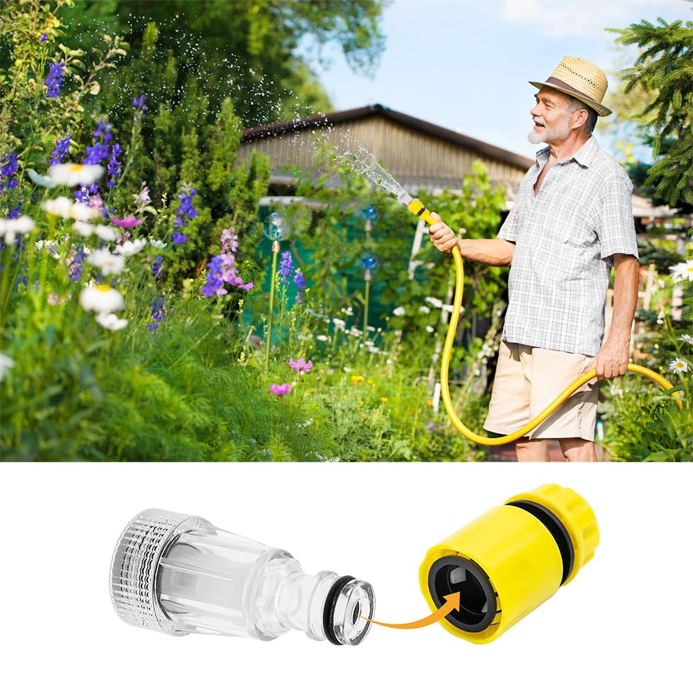 5 filtros de agua para limpiadores de alta presión, adaptador rápido para manguera de jardín, filtro de manguera de agua de 3/4 pulgadas, con 2 adaptadores rápidos, para lavadoras de alta presión,
