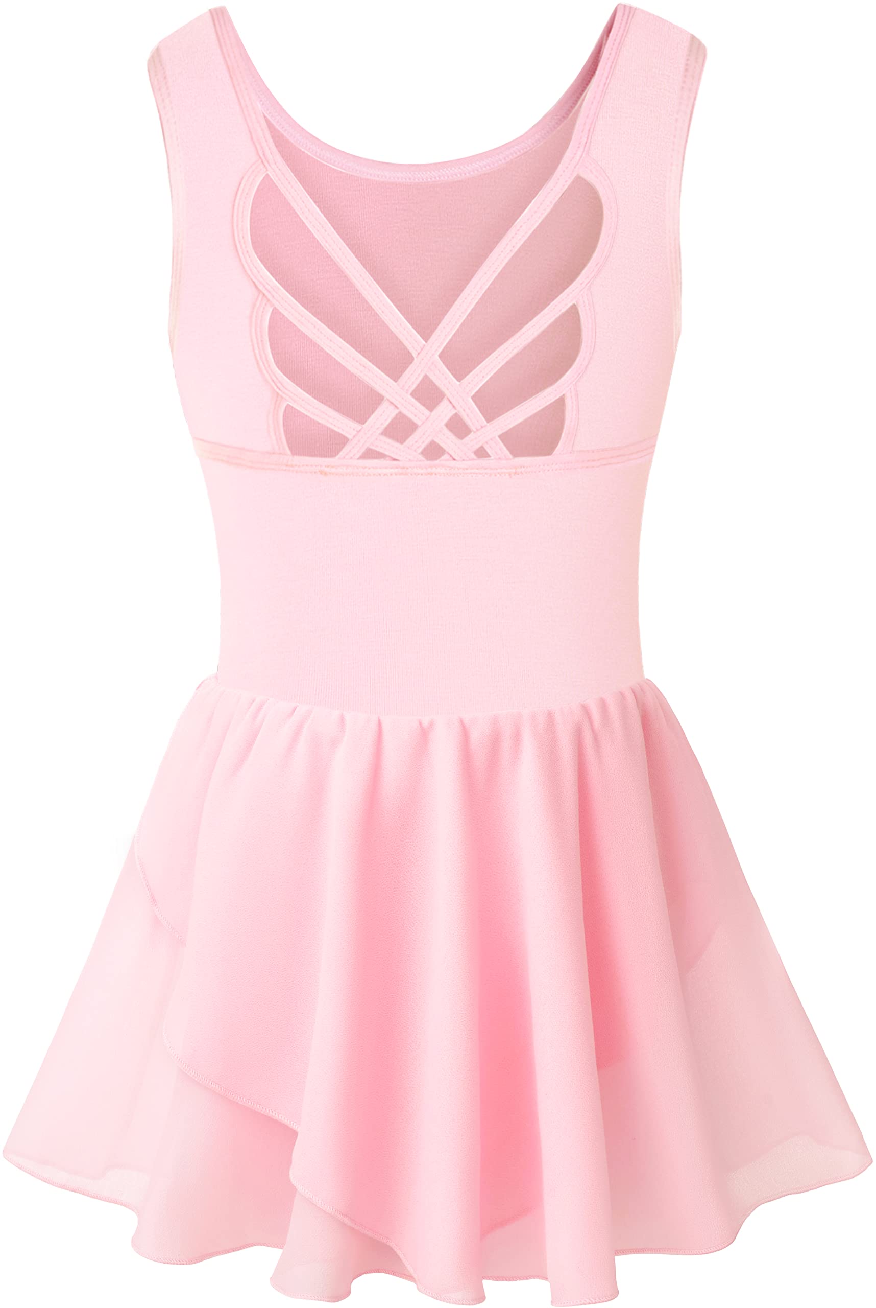 TegmkGirls Tank Ballet Leotards with Skirt Toddler Dance Dress,Cute Butterfly Hollow Back