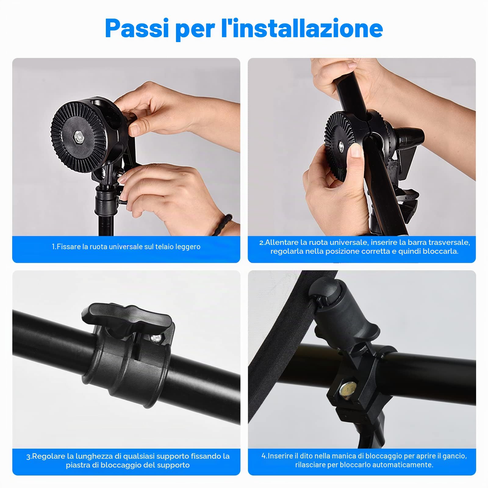 Supporto riflettore, braccio estensibile 66 – 170 cm, supporto allungabile per riflettore fotografia a 360 gradi girevole per studio fotografico
