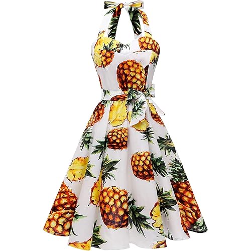 Topdress Women'sVintage Polka Audrey Dress 1950s Halter Retro Cocktail Dress