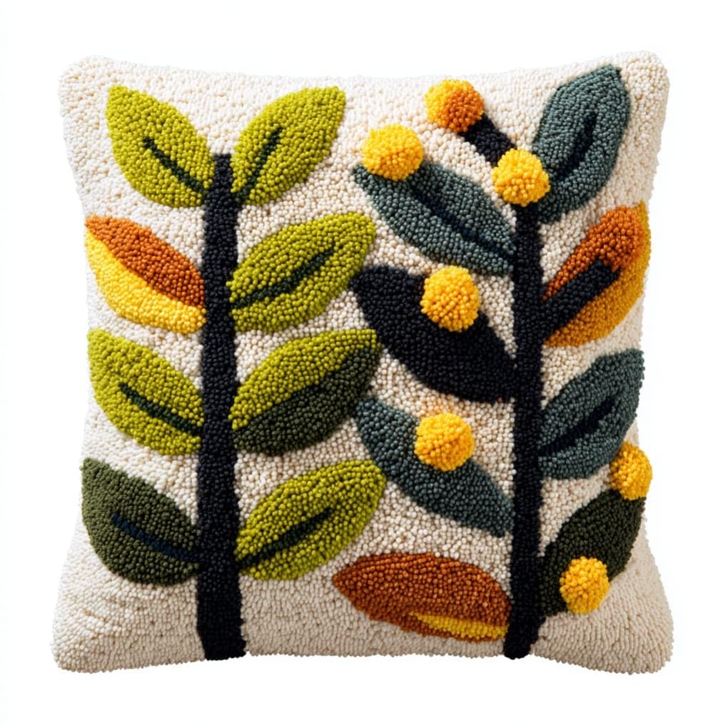AxiangziK Latch Hook Pillow Kit,Olive Branch 43X43Cm DIY Cushion Cover