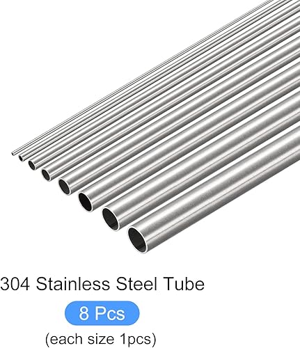 Miniatura 5 de METALLIXITY Tubo de acero inoxidable 304 (0.039 in-0.315 in de diámetro x 0.012 in0.016 in de pared T x 11.811 in de largo), 8 piezas en 1 juego,