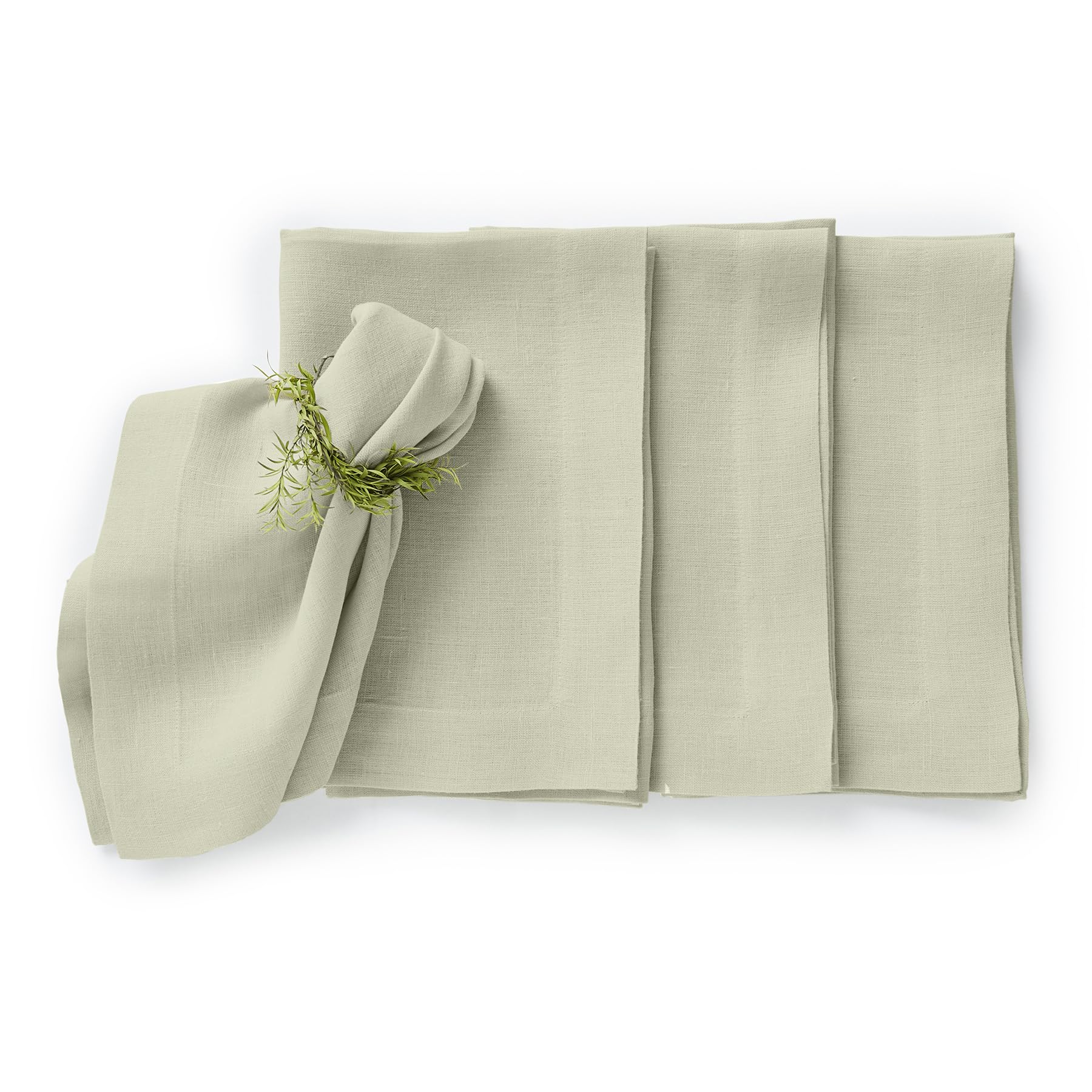 Solino Home Sage Linen Napkins – 100% Pure Linen Fabric Napkins 20 x 20 Inch – Sonoma Prewashed Dinner Napkins Set of 4 – Handcrafted from European Flax