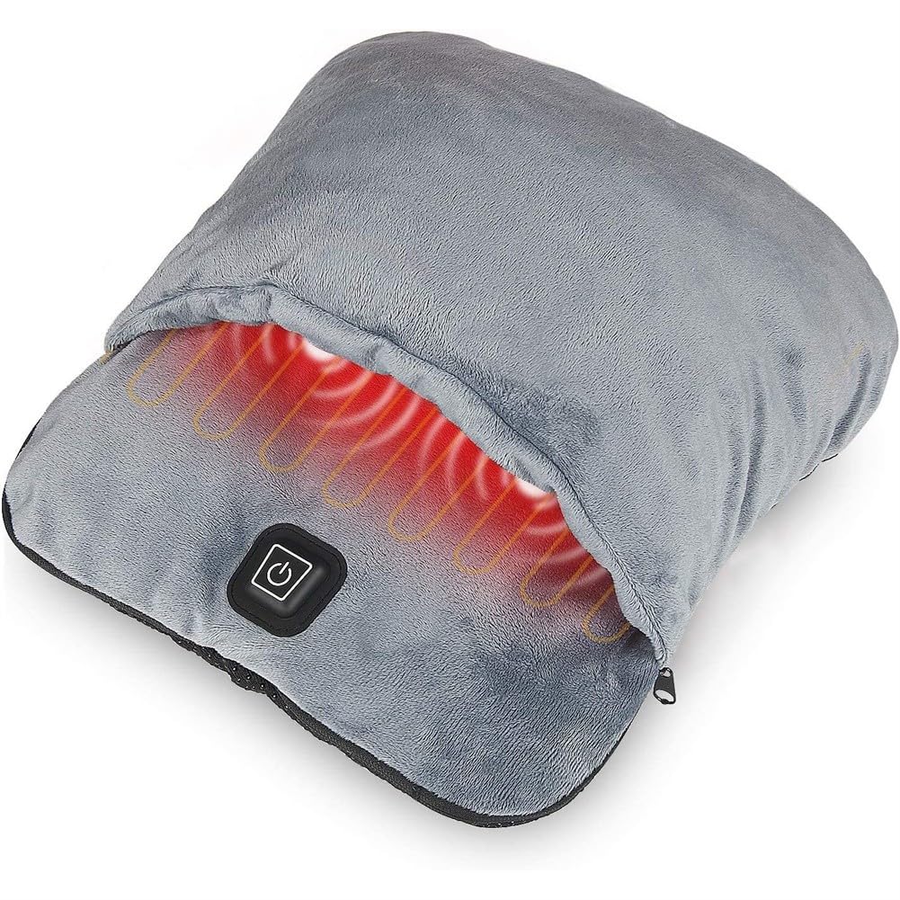 Eltric - Calentador de pies con masaje de vibración y masaje para espalda, piernas y pies, portátil para el hogar, la oficina y el coche, material de franela Ay