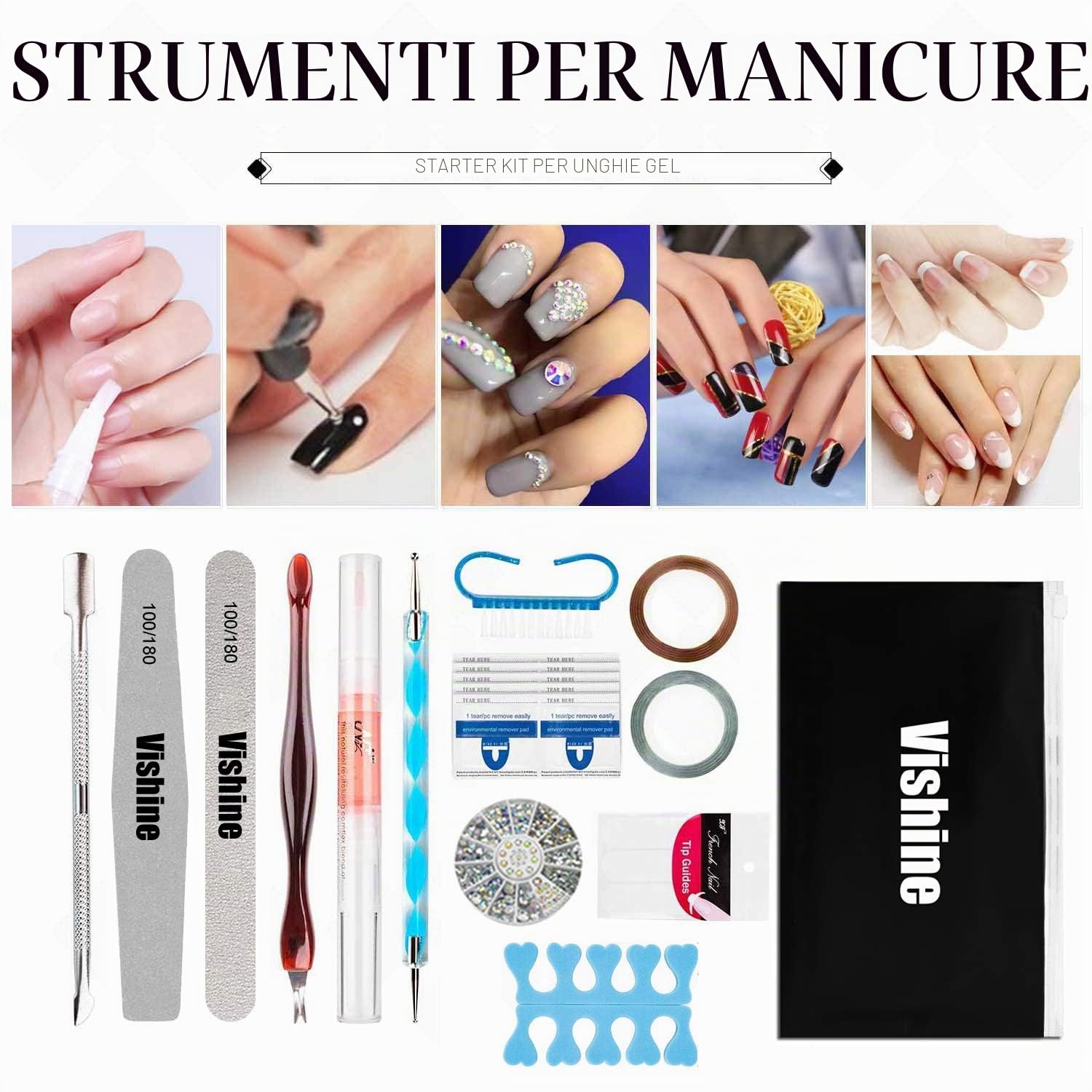 Vishine Kit Completo Smalto Semipermanente Lampada LED 36W 6 Flaconi Smalto Gel Top Base Manicure