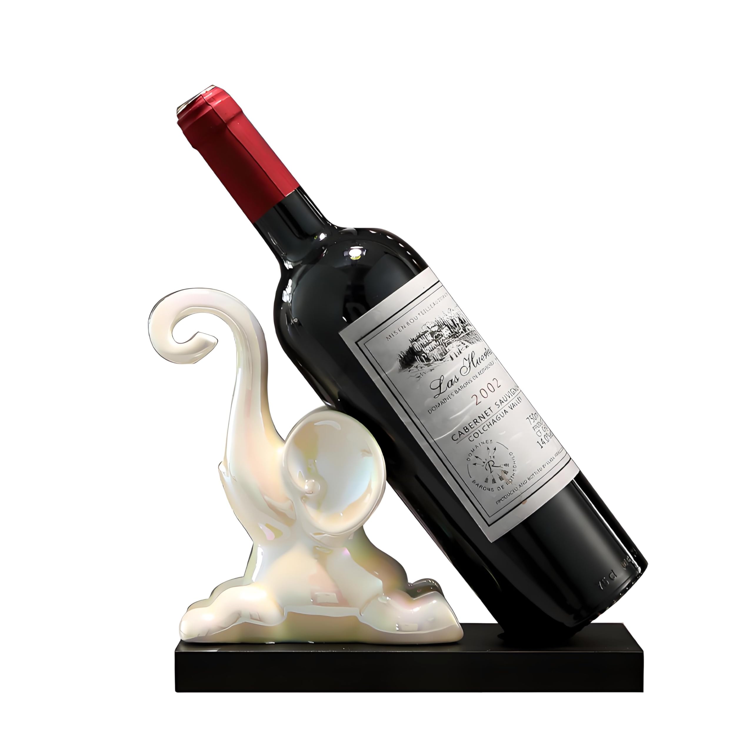 BloomCreek Pearlescent White Elephant Wine Bottle Holder - Elephant Statue Wine Rack, Wine Bottle Stand Decor, Perfect Elephant Gift and Home Decor, Wine Decor Ornament