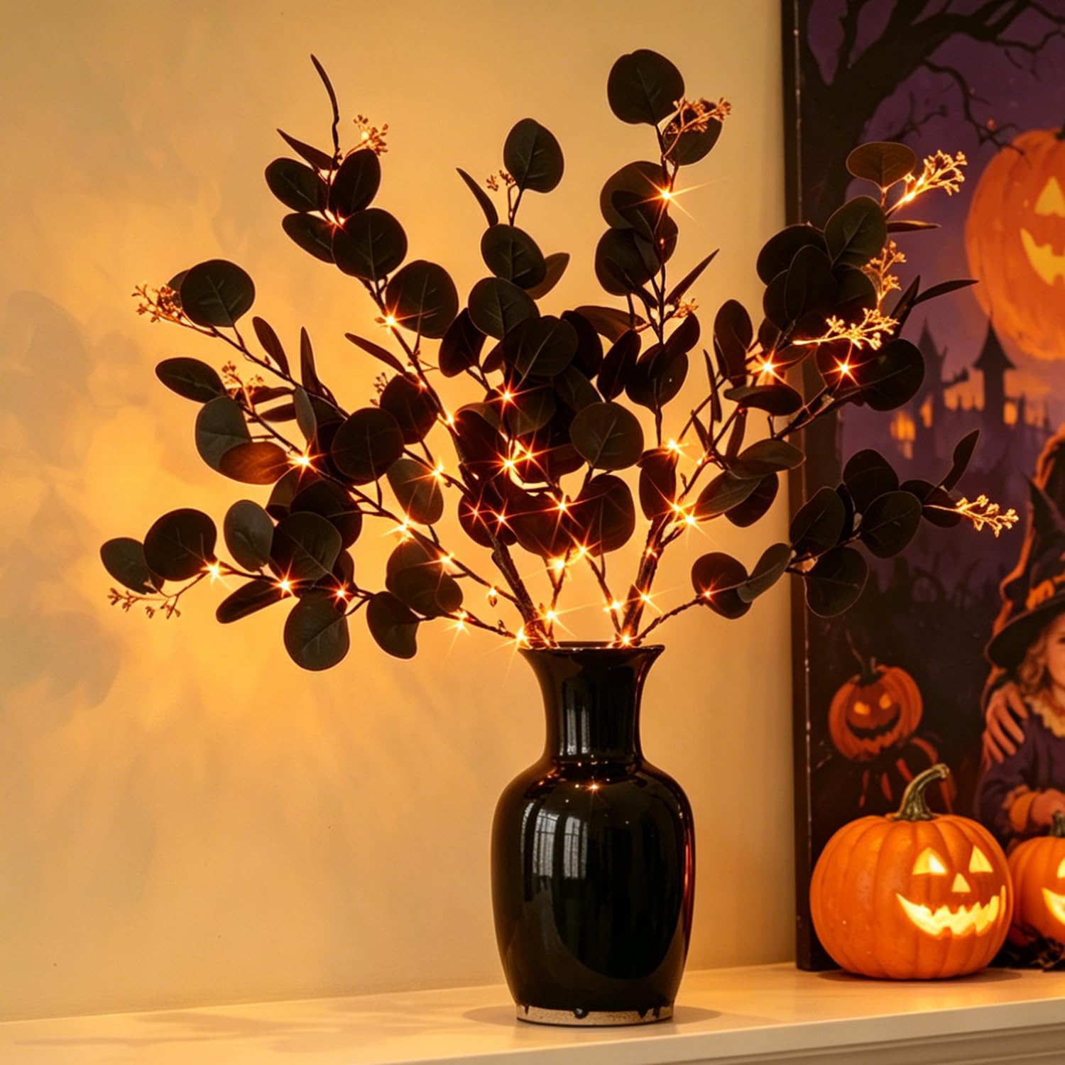 Eucalyptus noir de prestige Hairui 81,3 cm pour décoration Halloween