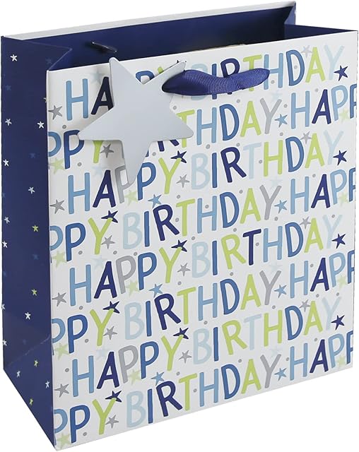 Happy Birthday Boy Blue Occasions Gift Bag with Star Tag (Medium)