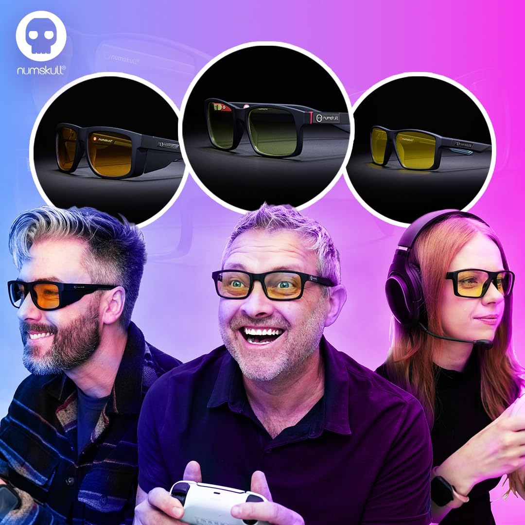 Numskull Style Gaming Brille, Blaulichtfilter, Gelbe Antireflex Gläser